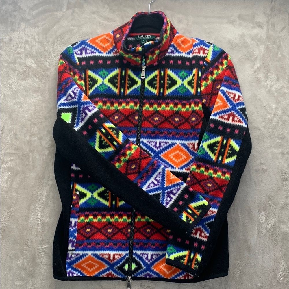 LAUREN RALPH LAUREN | MEDIUM WOMEN'S AZTEC FLEECE FULL ZIP JACKET | MULTI COLORS